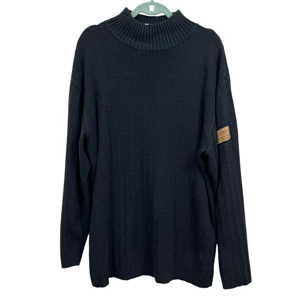 South Pole Mens Sweater Mock Neck Classic Ribbed Pullover Black Size L*